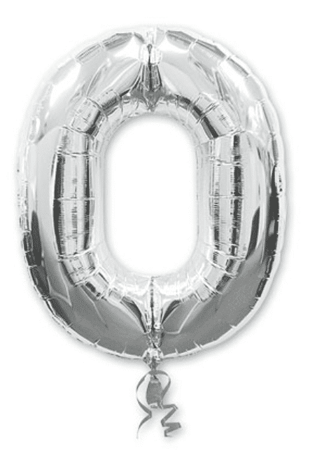 шар цифра 0 серебро