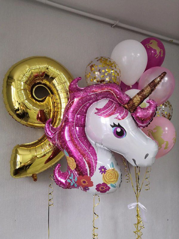 Шар розовый единорог