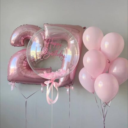 Шар с перьями розовыми