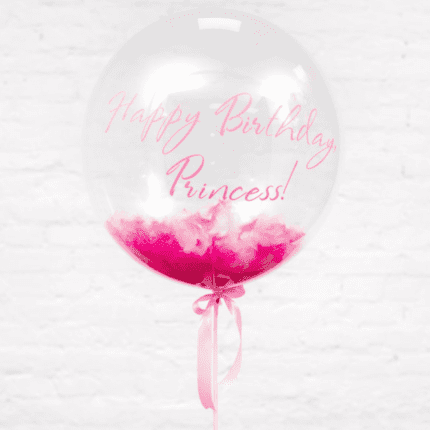 Шар баблс с перьями и надписью